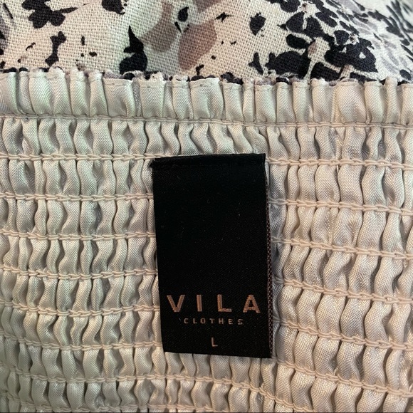 Vila Clothes Sleeveless Linen Blend Dress Floral L - Picture 2 of 8